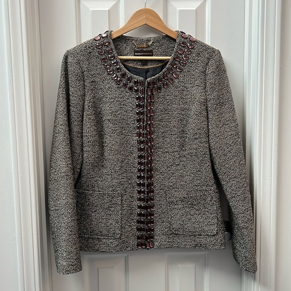 Dana Buchman Jackets & Blazers - Dana Buchman Embellished Women’s Tweed Blazer Jacket Size 14